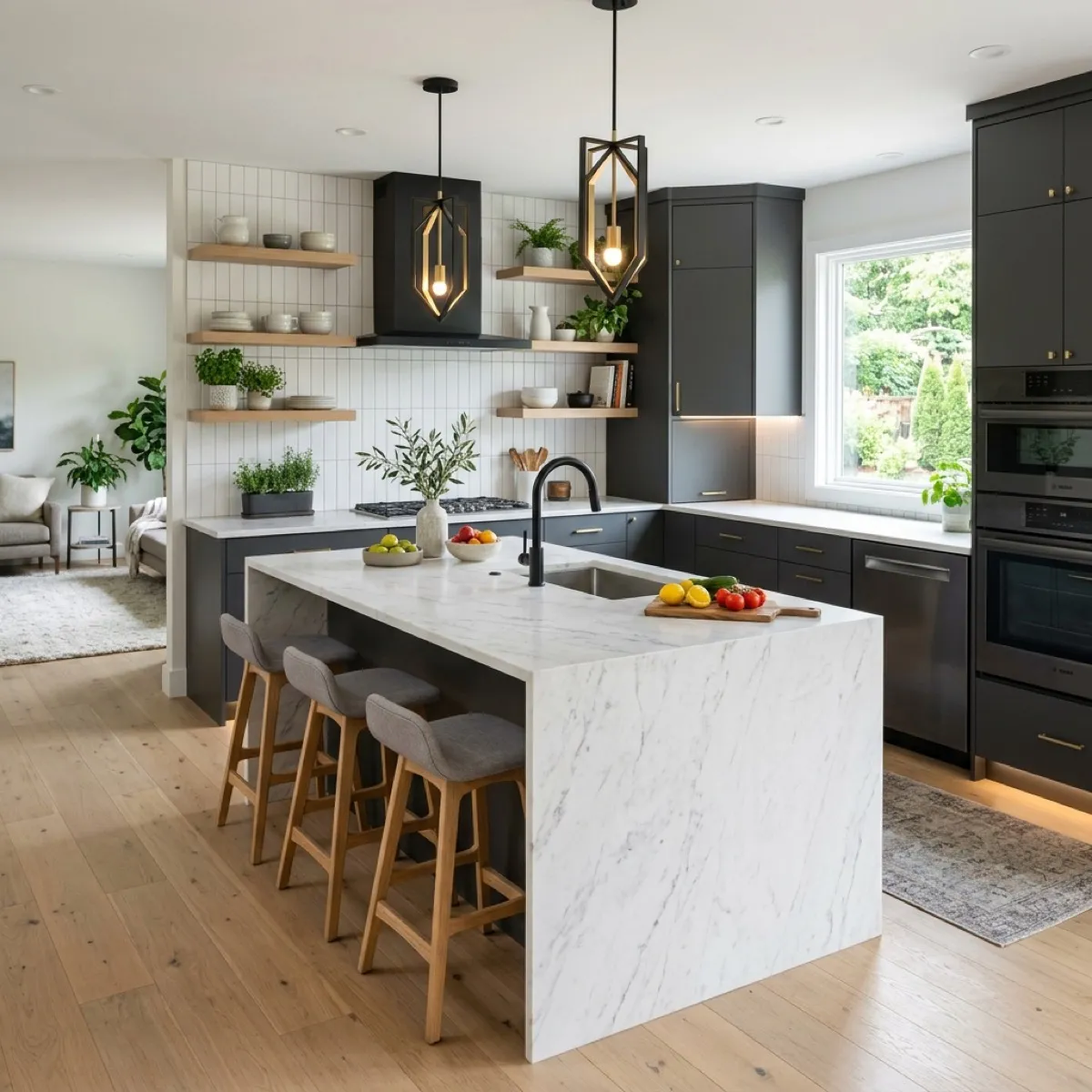 Modern kitchen interior design with sleek cabinets for Indian homes
