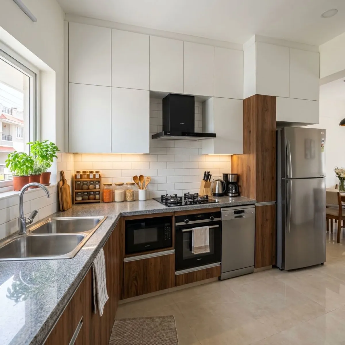 Modular kitchen design with smart storage in Delhi NCR